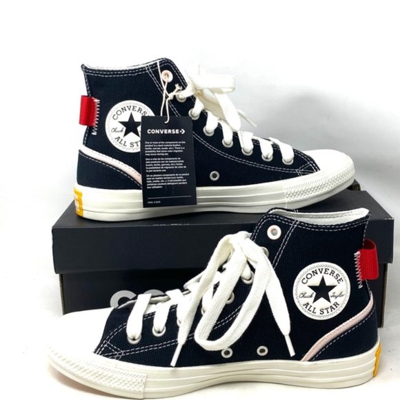 Converse Ctas High Top Shoes Casual Canvas Sneakers Black Red For Women A07118C - Picture 2 of 9